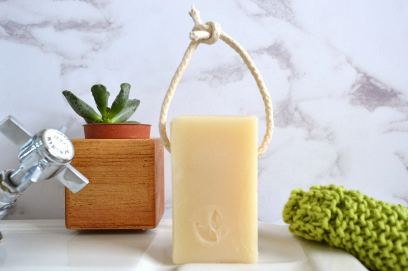 handmade vegan natural soap on a rope