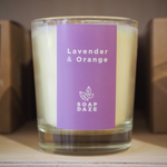 Lavender and Orange boxed votive candle