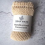 Handknitted recycled cotton / flax facecloth