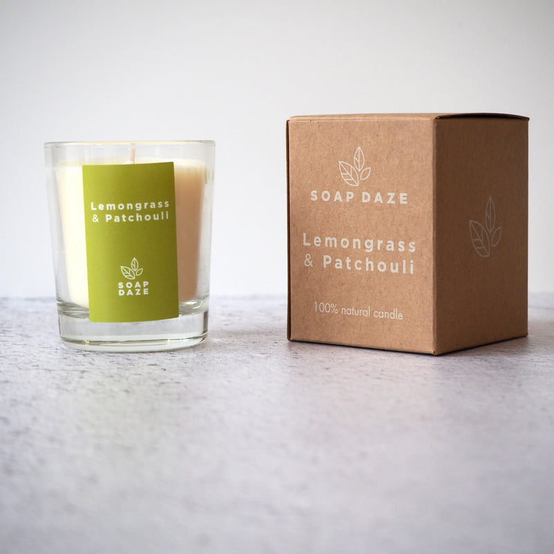 Lemongrass & Patchouli boxed votive candle